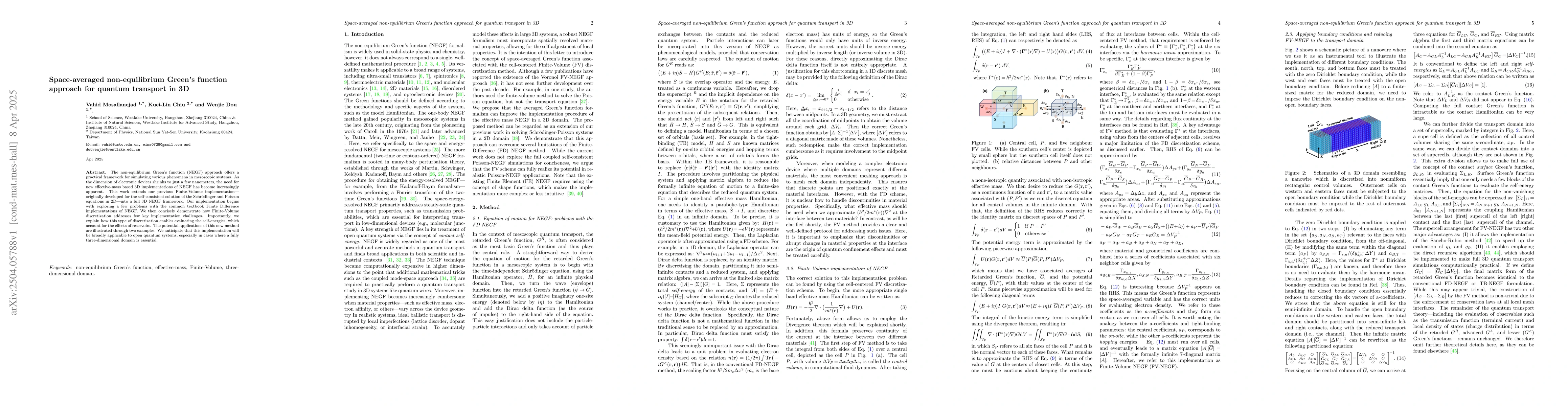 Thumbnail for Space-averaged non-equilibrium Green's function approach for quantum
  transport in 3D