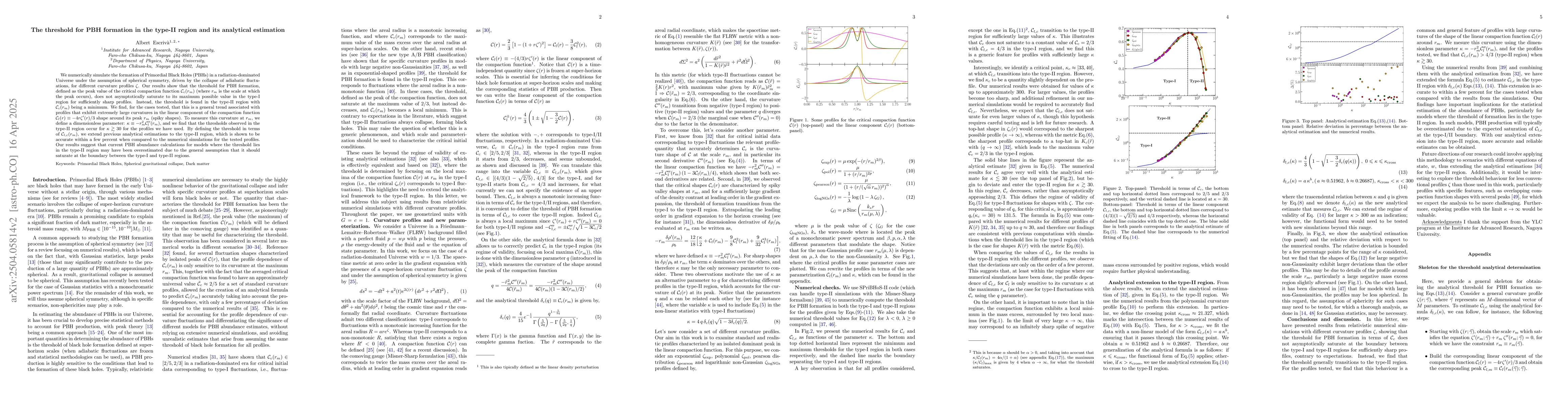 Thumbnail for The threshold for PBH formation in the type-II region and its analytical
  estimation