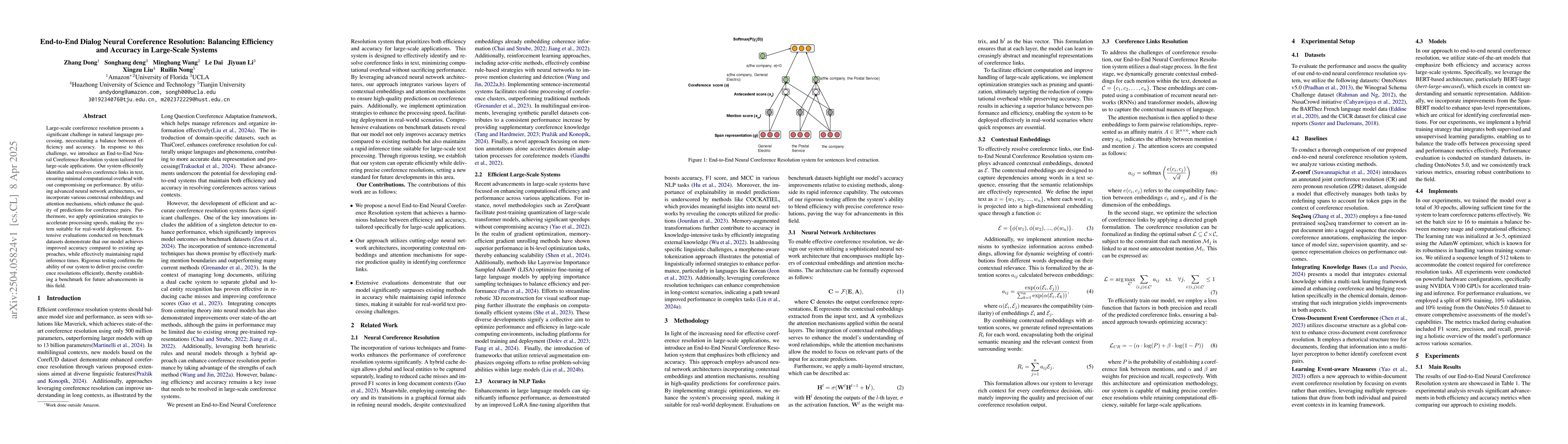 Thumbnail for End-to-End Dialog Neural Coreference Resolution: Balancing Efficiency
  and Accuracy in Large-Scale Systems