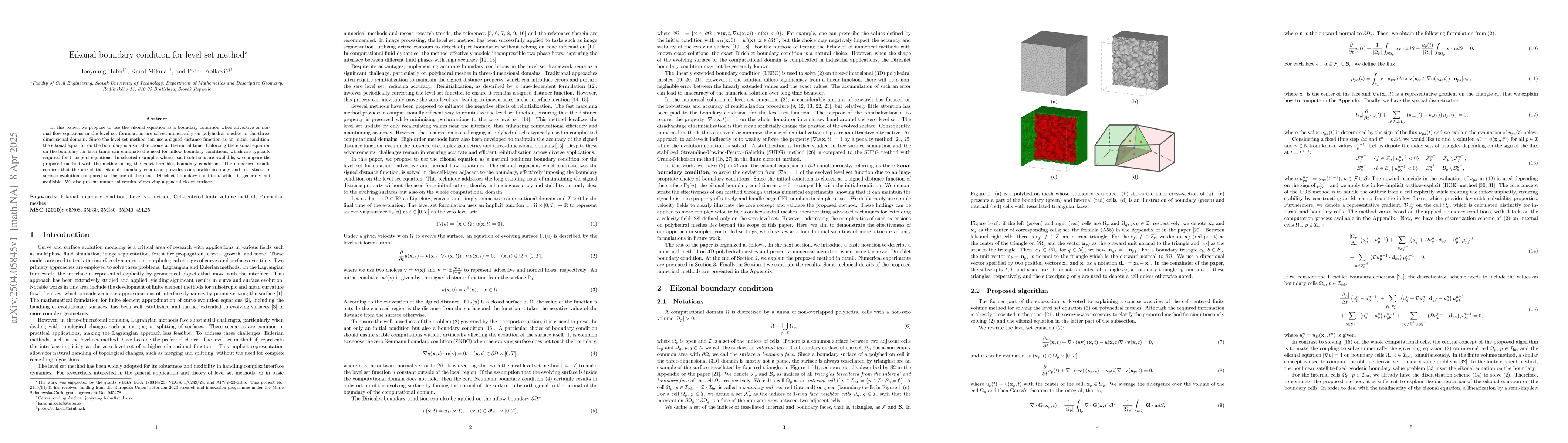 Thumbnail for Eikonal boundary condition for level set method