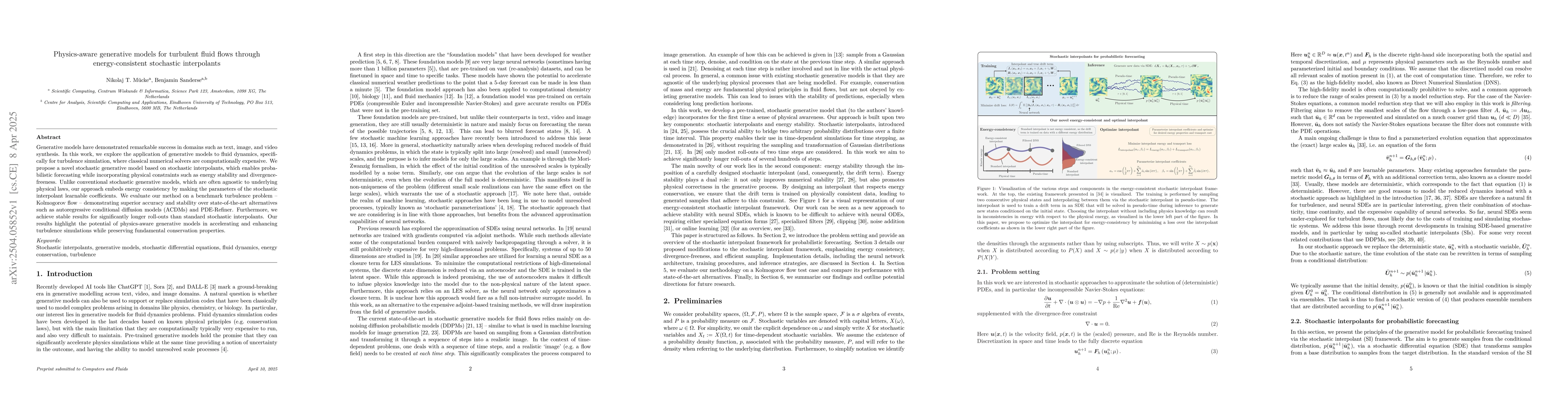 Thumbnail for Physics-aware generative models for turbulent fluid flows through
  energy-consistent stochastic interpolants