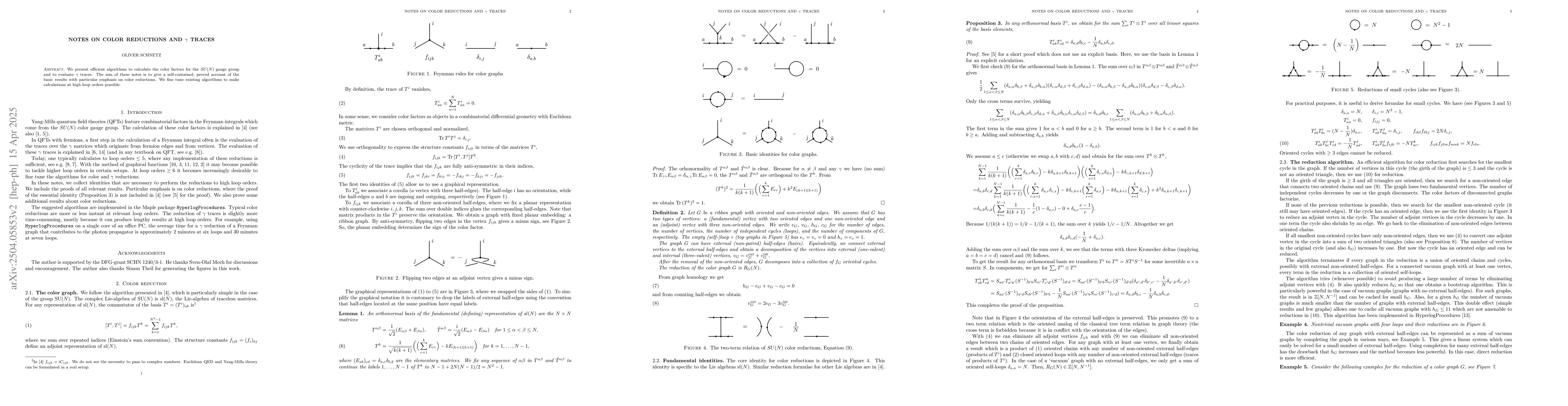 Thumbnail for Notes on color reductions and $γ$ traces