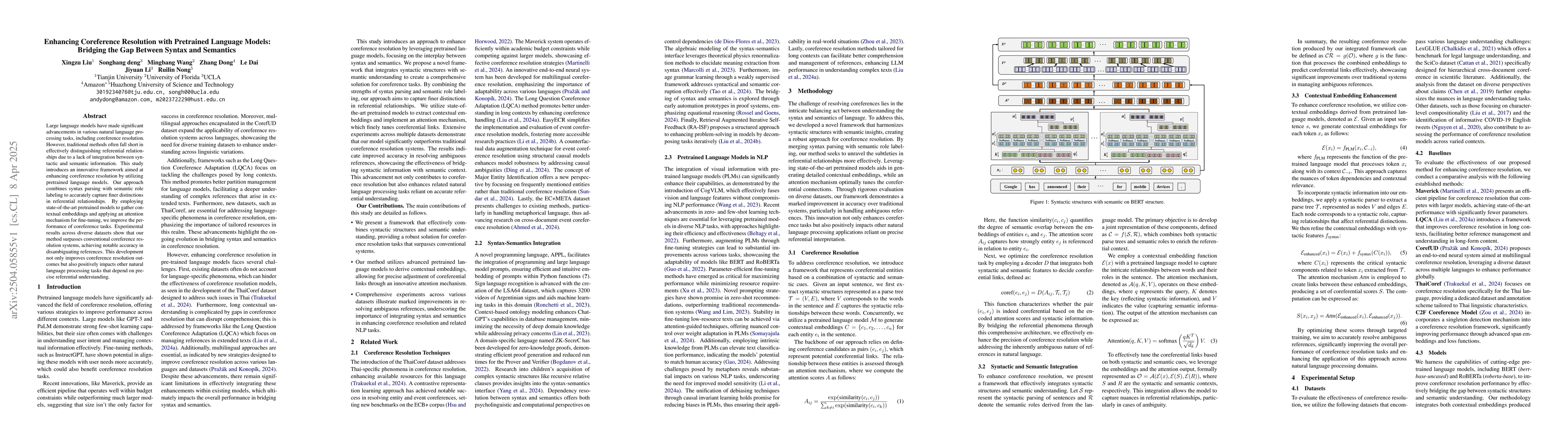 Thumbnail for Enhancing Coreference Resolution with Pretrained Language Models:
  Bridging the Gap Between Syntax and Semantics