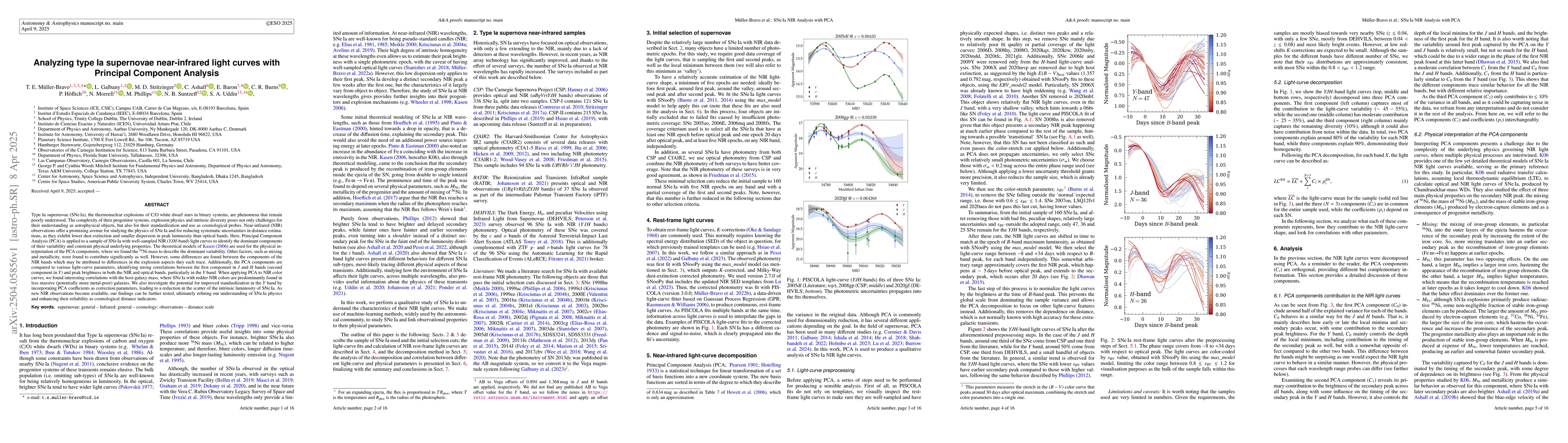 Thumbnail for Analyzing type Ia supernovae near-infrared light curves with Principal
  Component Analysis