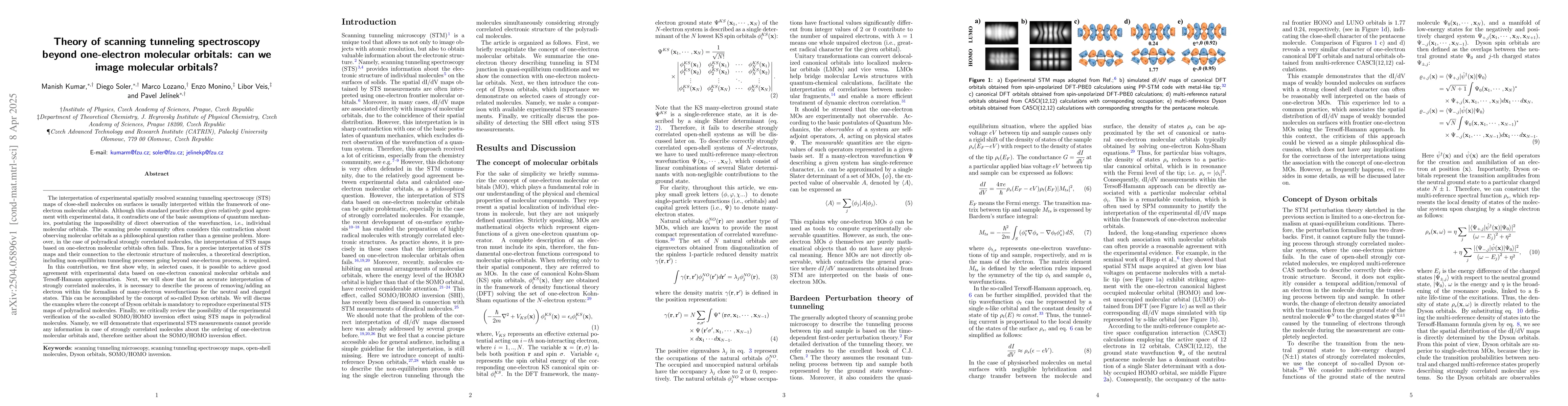 Thumbnail for Theory of scanning tunneling spectroscopy beyond one-electron molecular
  orbitals: can we image molecular orbitals?