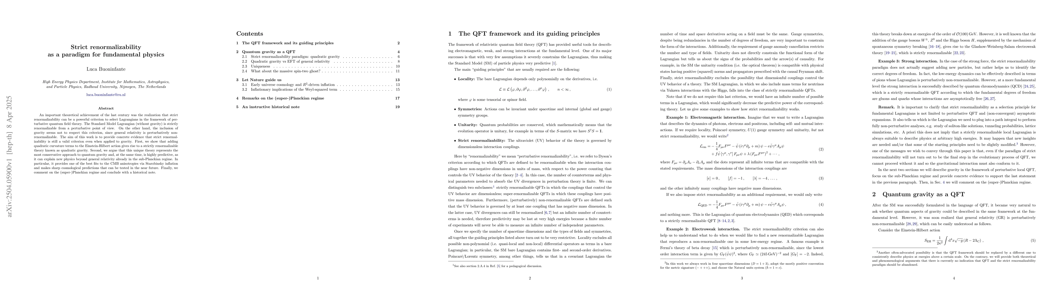 Thumbnail for Strict renormalizability as a paradigm for fundamental physics