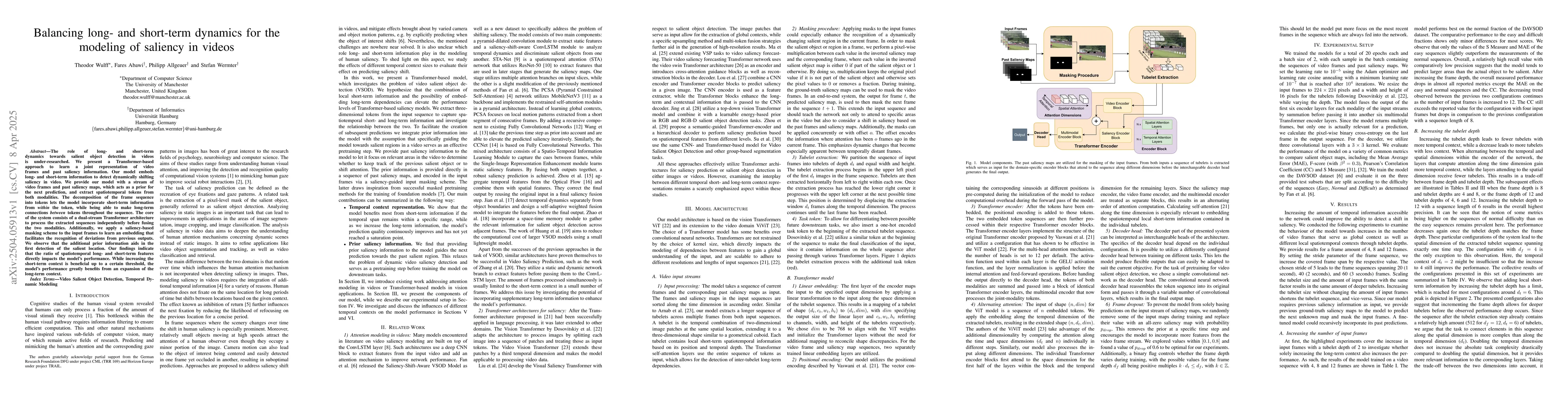 Thumbnail for Balancing long- and short-term dynamics for the modeling of saliency in
  videos