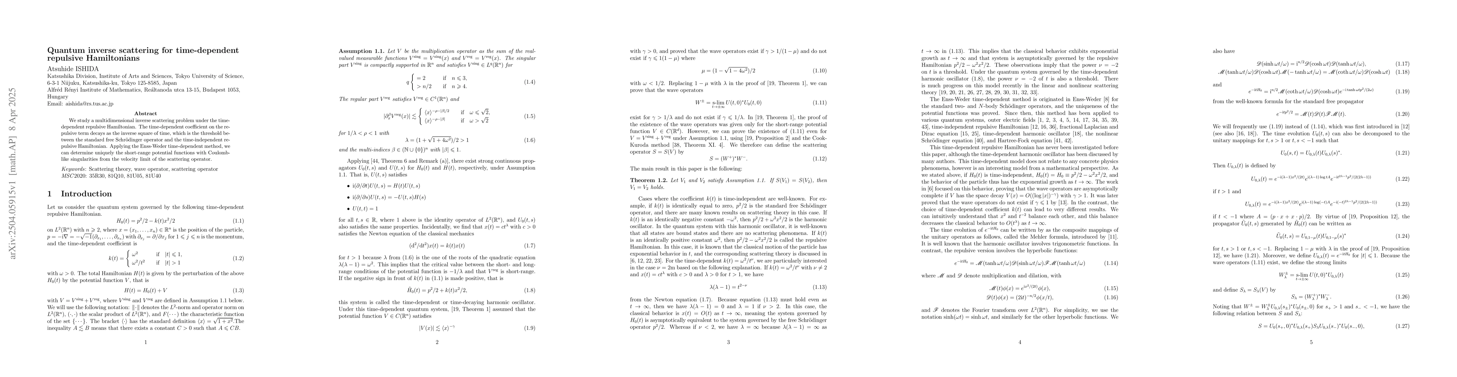 Thumbnail for Quantum inverse scattering for time-dependent repulsive Hamiltonians