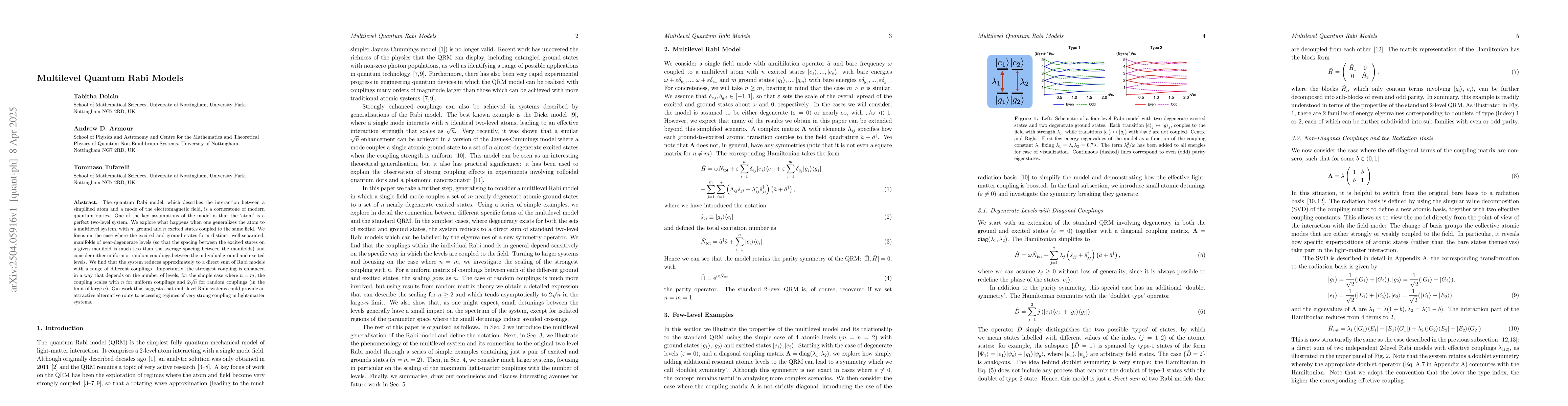 Thumbnail for Multilevel Quantum Rabi Models