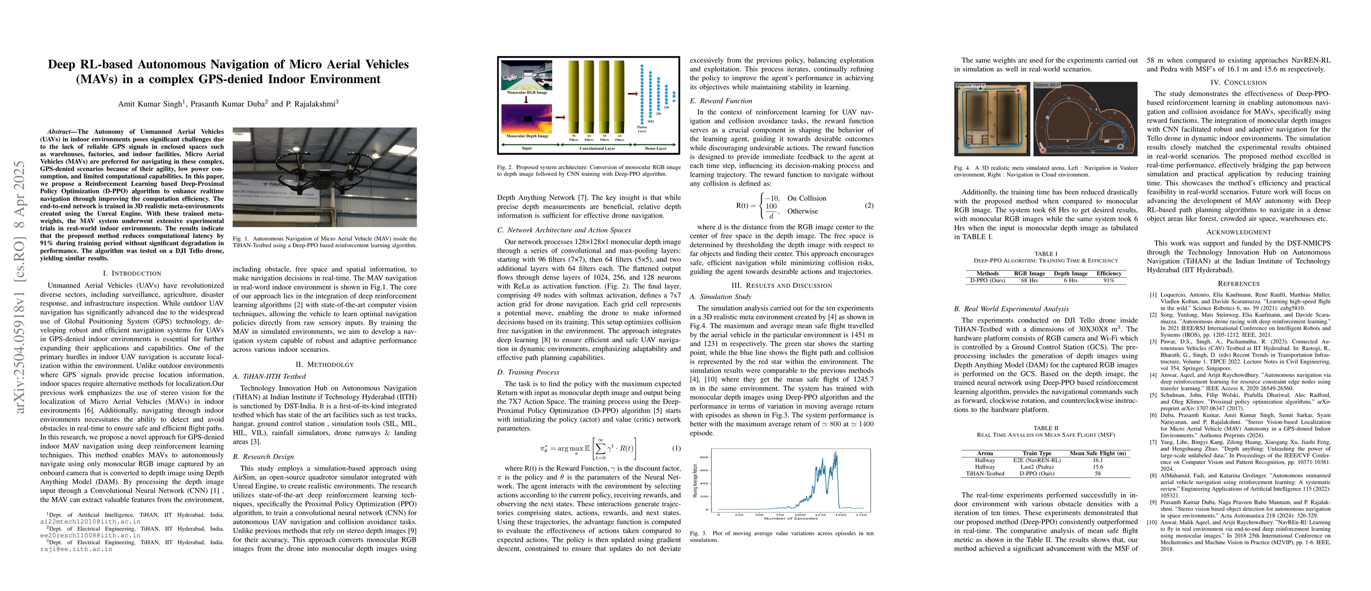 Thumbnail for Deep RL-based Autonomous Navigation of Micro Aerial Vehicles (MAVs) in a
  complex GPS-denied Indoor Environment