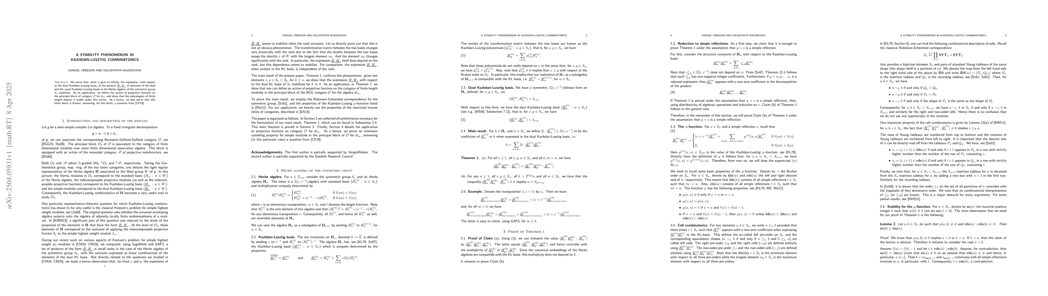 Thumbnail for A stability phenomenon in Kazhdan-Lusztig combinatorics