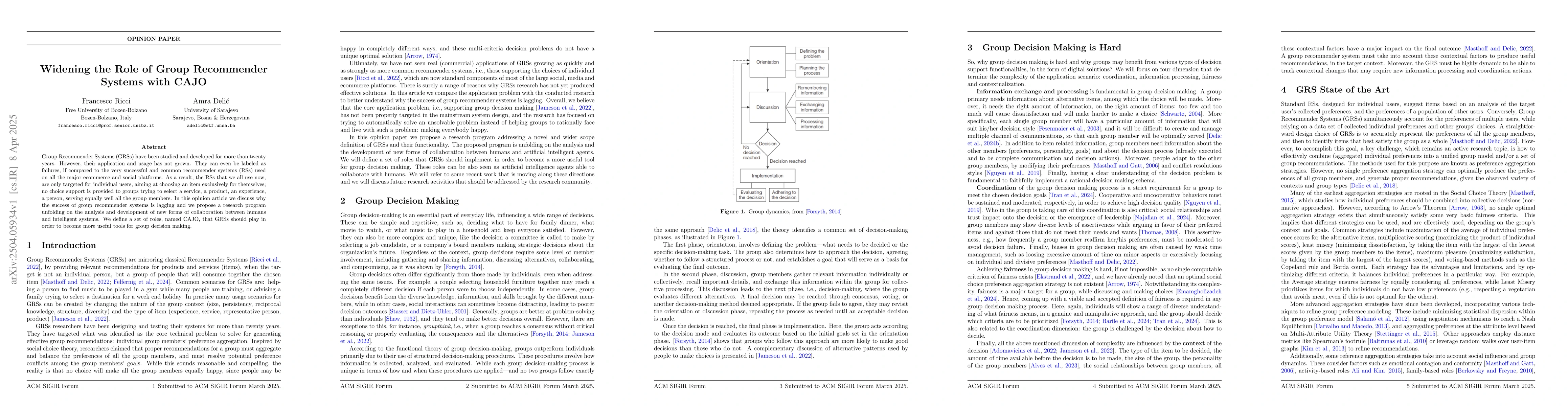 Thumbnail for Widening the Role of Group Recommender Systems with CAJO