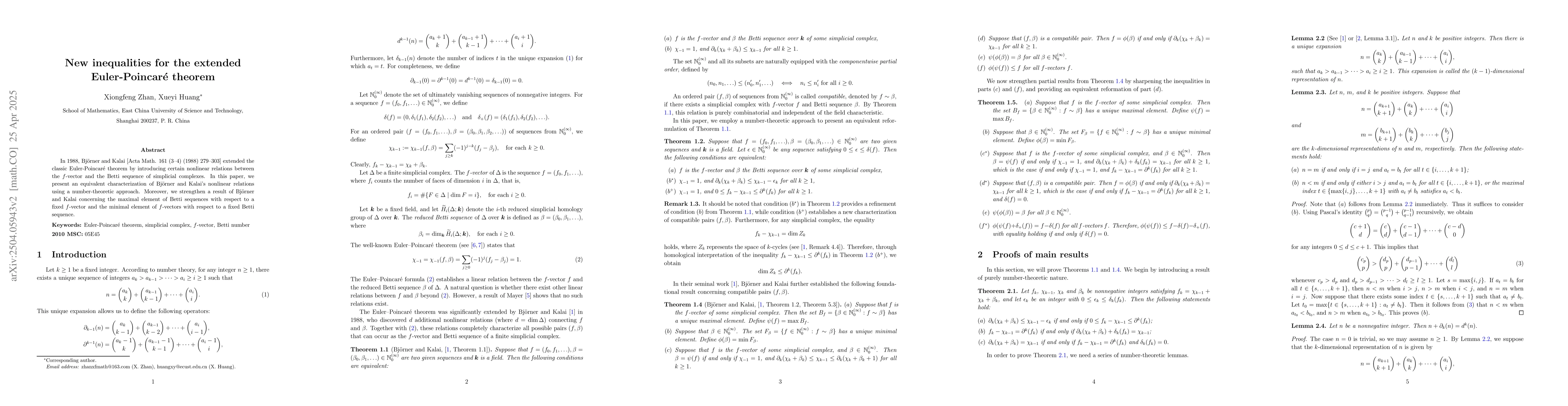 Thumbnail for New inequalities for the extended Euler-Poincaré theorem
