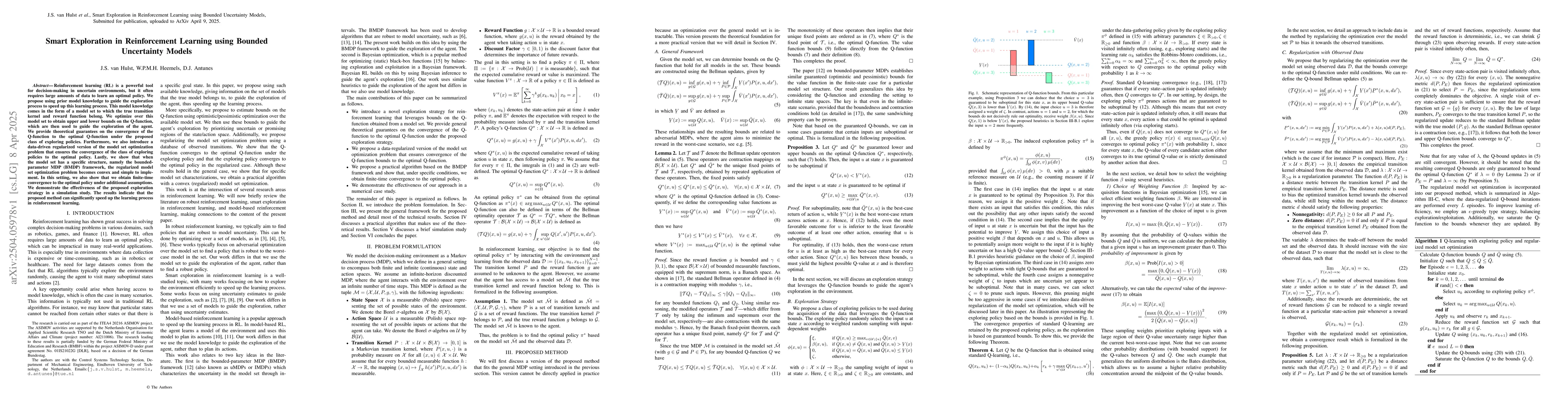 Thumbnail for Smart Exploration in Reinforcement Learning using Bounded Uncertainty
  Models