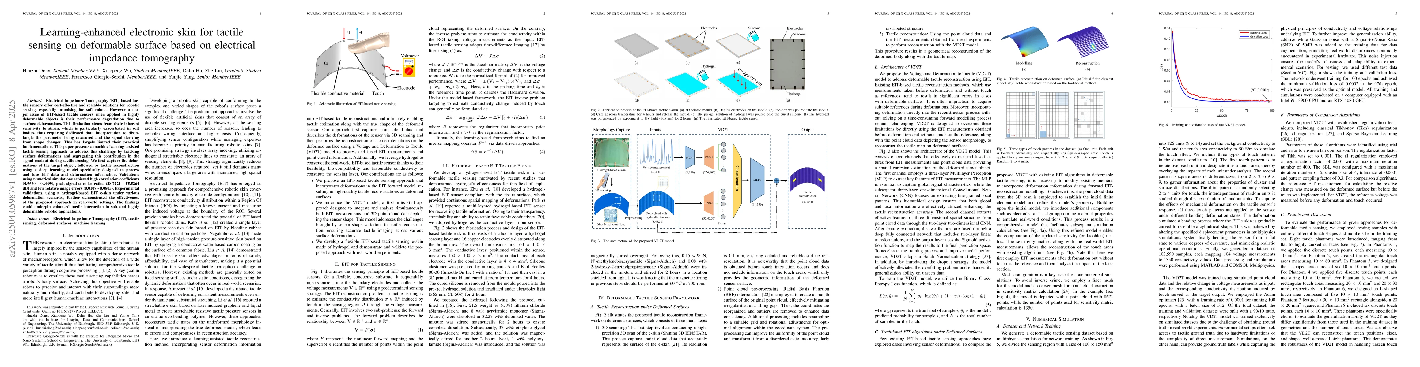 Thumbnail for Learning-enhanced electronic skin for tactile sensing on deformable
  surface based on electrical impedance tomography