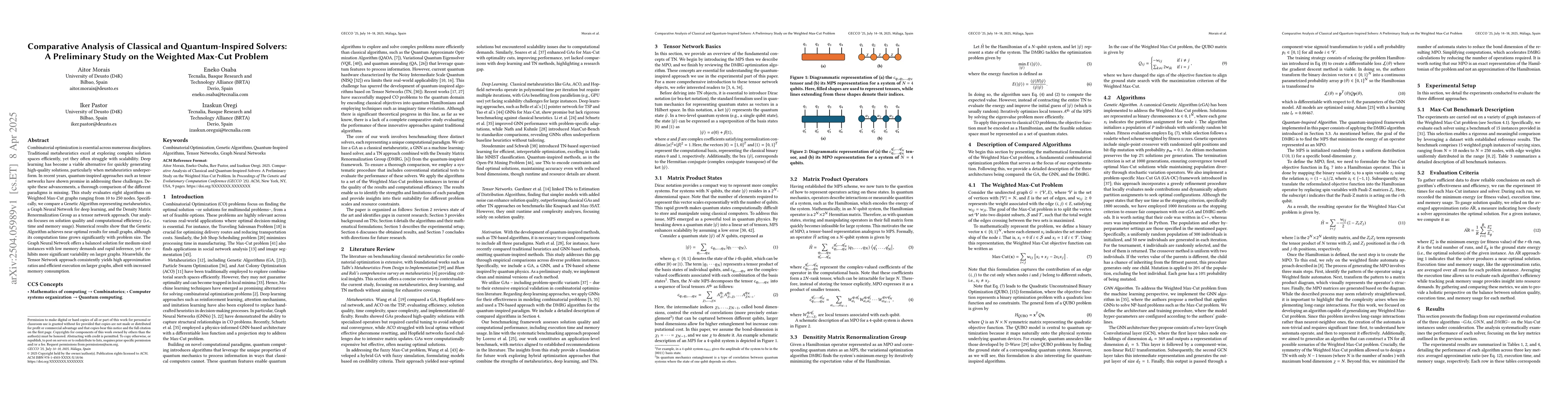Thumbnail for Comparative Analysis of Classical and Quantum-Inspired Solvers: A
  Preliminary Study on the Weighted Max-Cut Problem