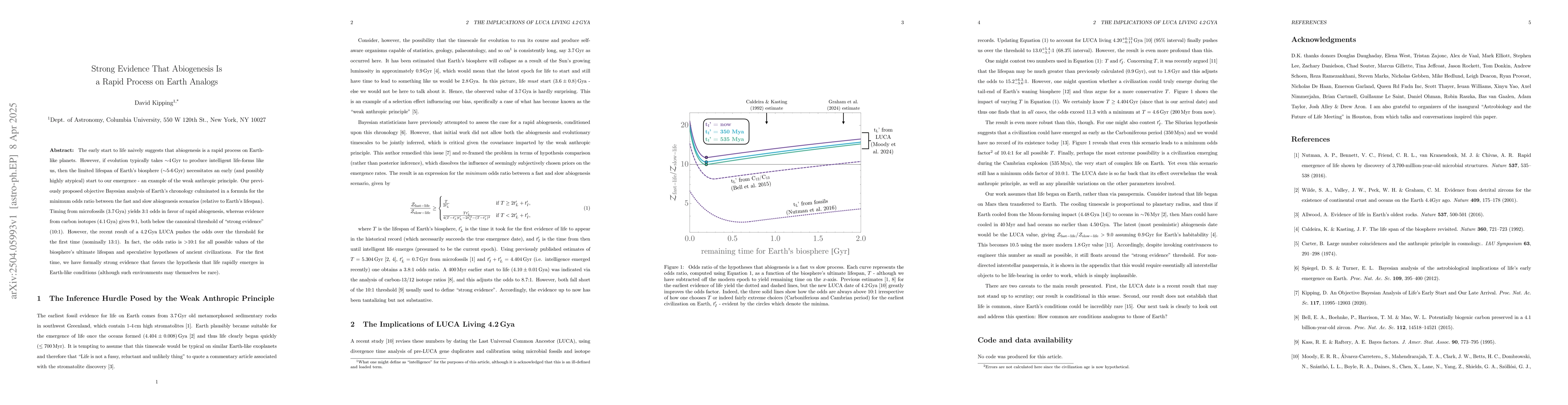 Thumbnail for Strong Evidence That Abiogenesis Is a Rapid Process on Earth Analogs