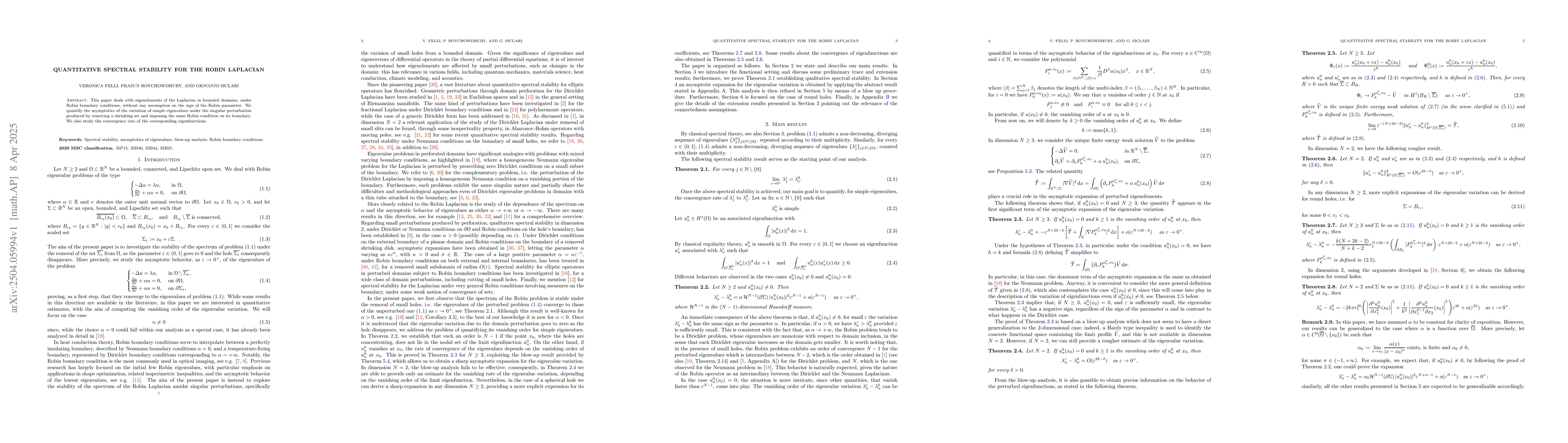 Thumbnail for Quantitative Spectral Stability for the Robin Laplacian