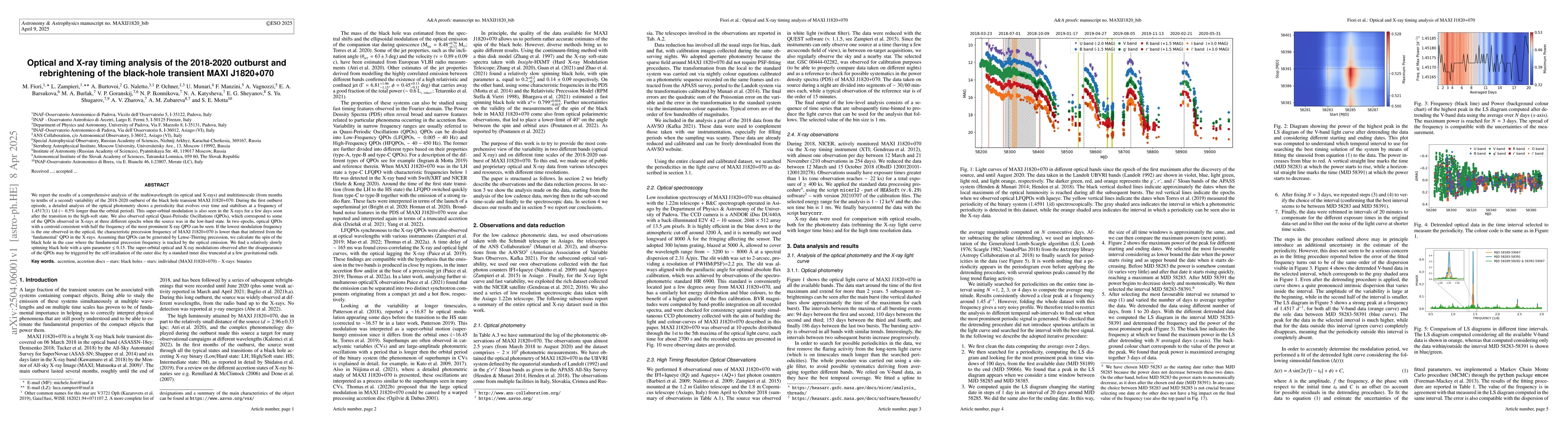 Thumbnail for Optical and X-ray timing analysis of the 2018-2020 outburst and
  rebrightening of the black-hole transient MAXI J1820+070