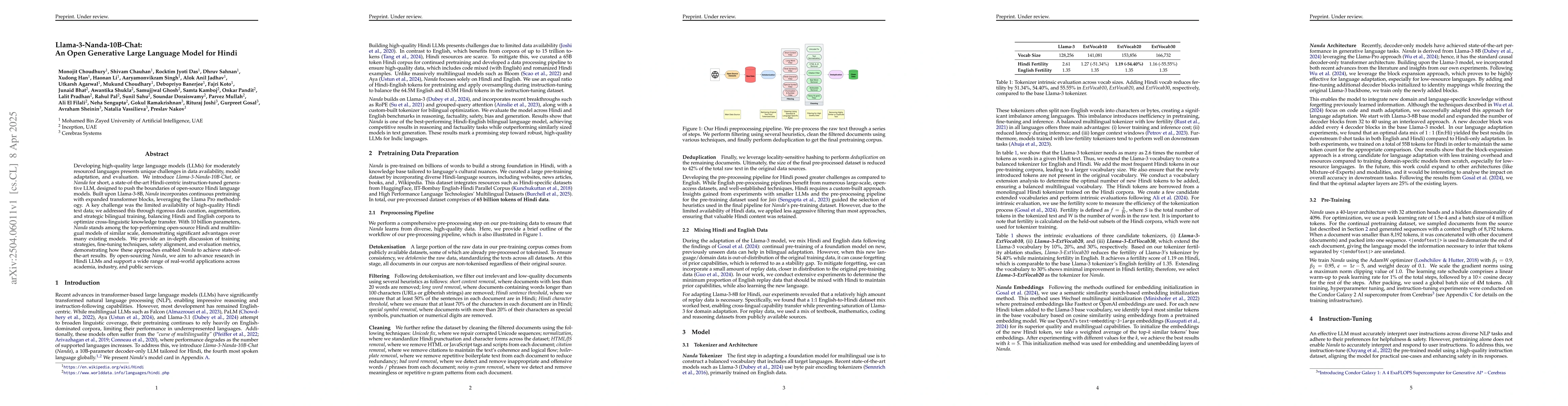 Thumbnail for Llama-3-Nanda-10B-Chat: An Open Generative Large Language Model for
  Hindi