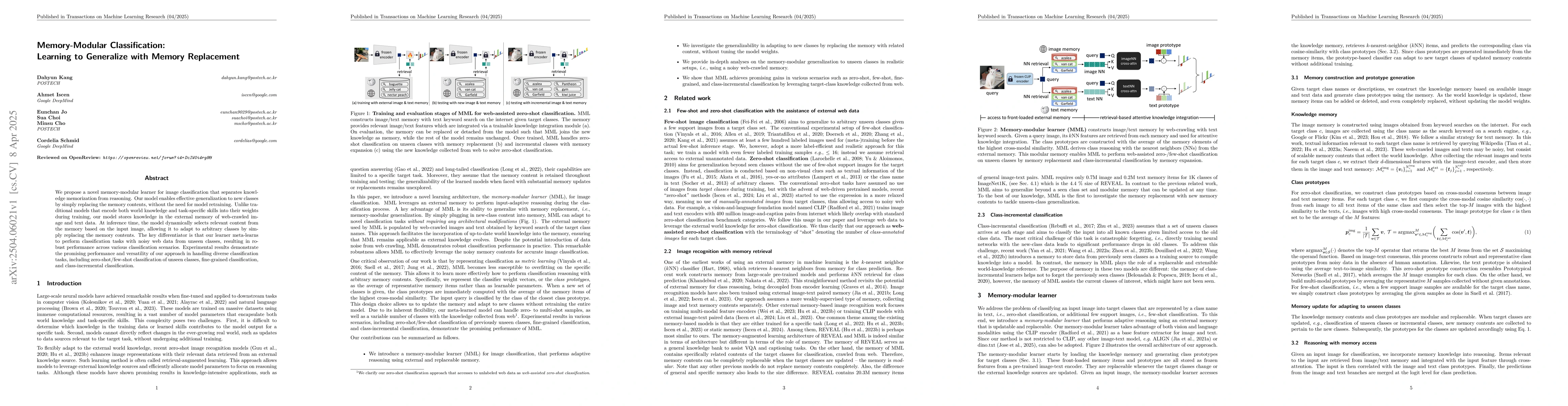 Thumbnail for Memory-Modular Classification: Learning to Generalize with Memory
  Replacement