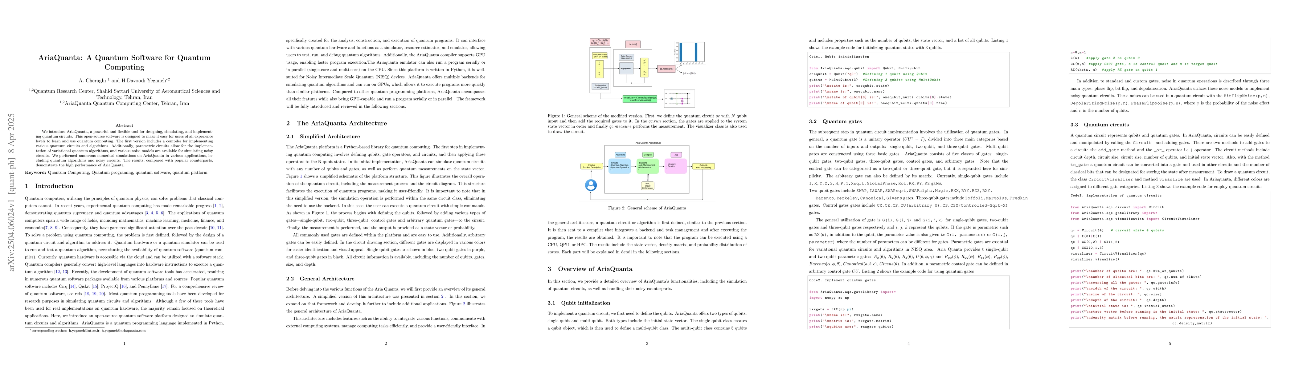 Thumbnail for AriaQuanta: A Quantum Software for Quantum Computing