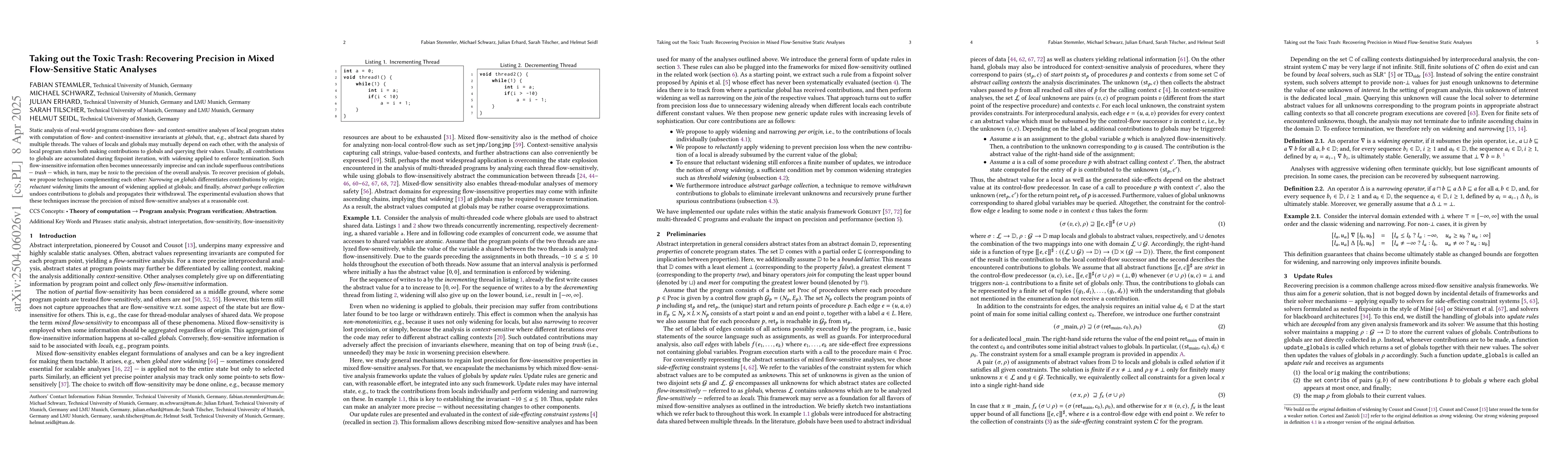 Thumbnail for Taking out the Toxic Trash: Recovering Precision in Mixed Flow-Sensitive
  Static Analyses
