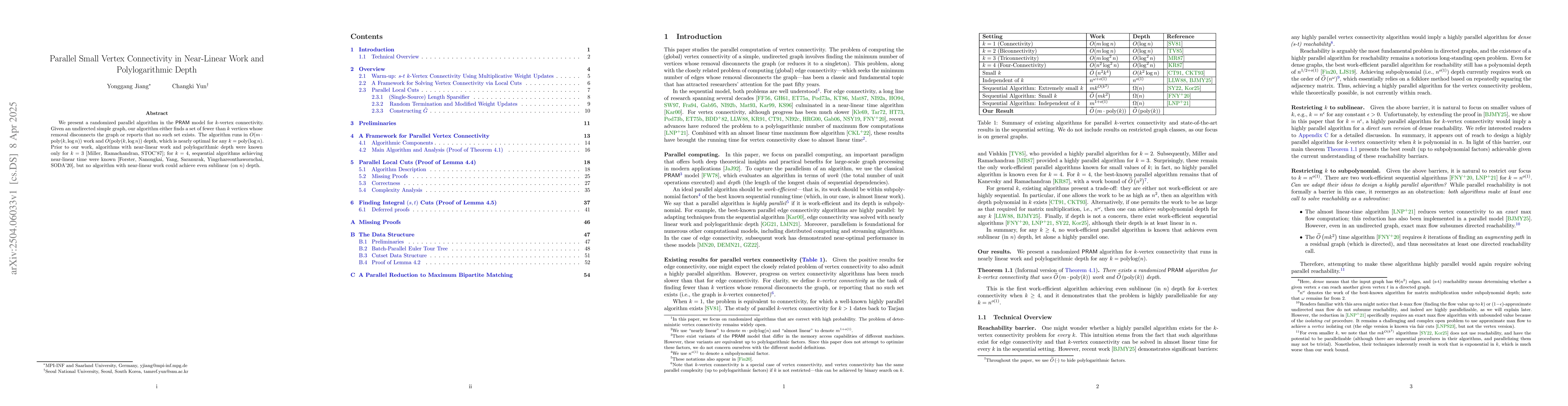 Thumbnail for Parallel Small Vertex Connectivity in Near-Linear Work and
  Polylogarithmic Depth