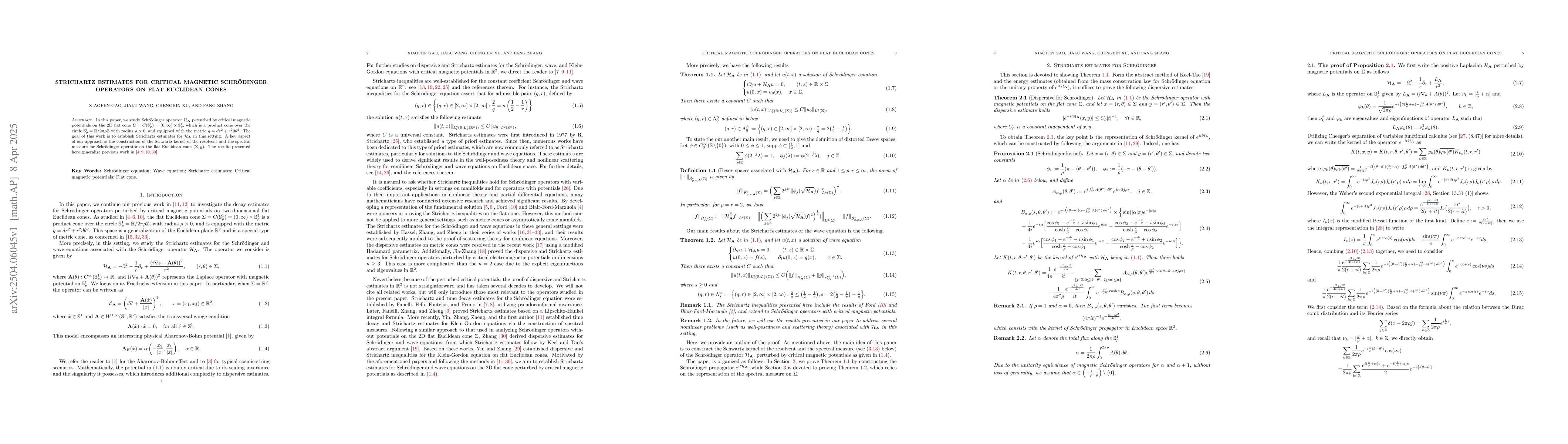 Thumbnail for Strichartz estimates for Critical magnetic Schrödinger operators on
  flat Euclidean cones