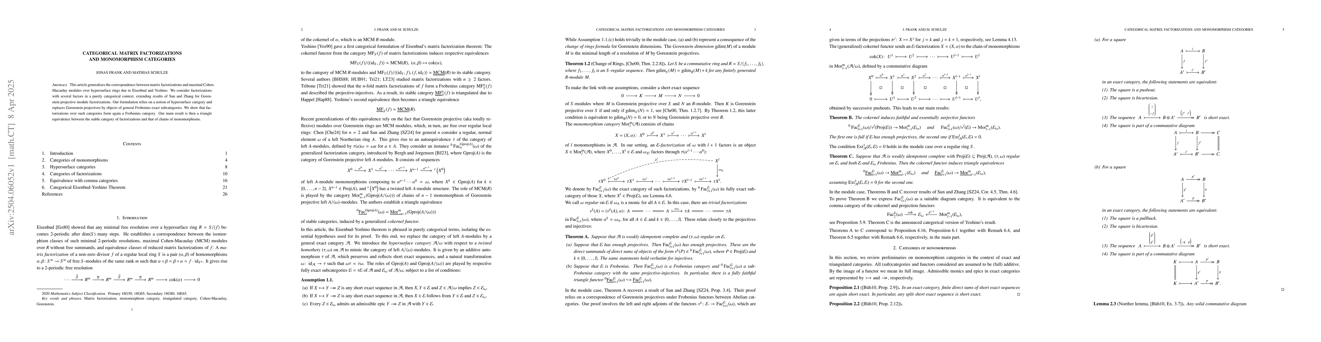 Thumbnail for Categorical matrix factorizations and monomorphism categories
