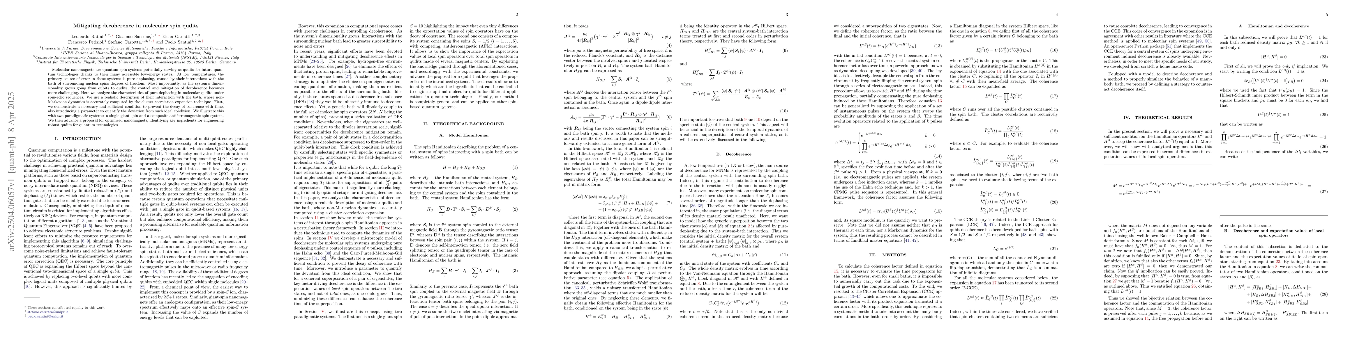 Thumbnail for Mitigating decoherence in molecular spin qudits