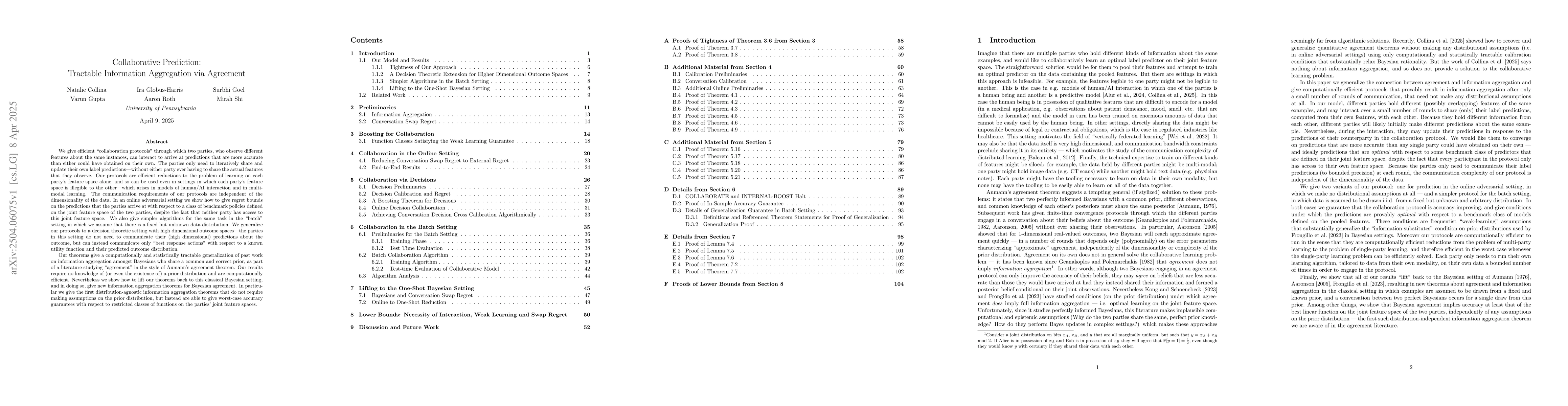 Thumbnail for Collaborative Prediction: Tractable Information Aggregation via
  Agreement