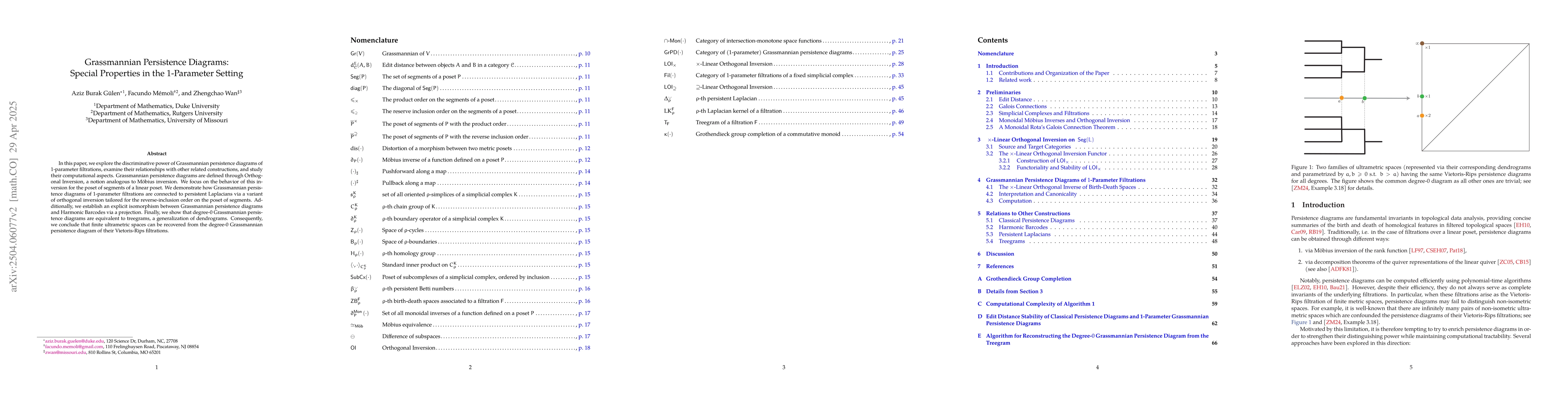 Thumbnail for Grassmannian Persistence Diagrams: Special Properties in the 1-Parameter
  Setting
