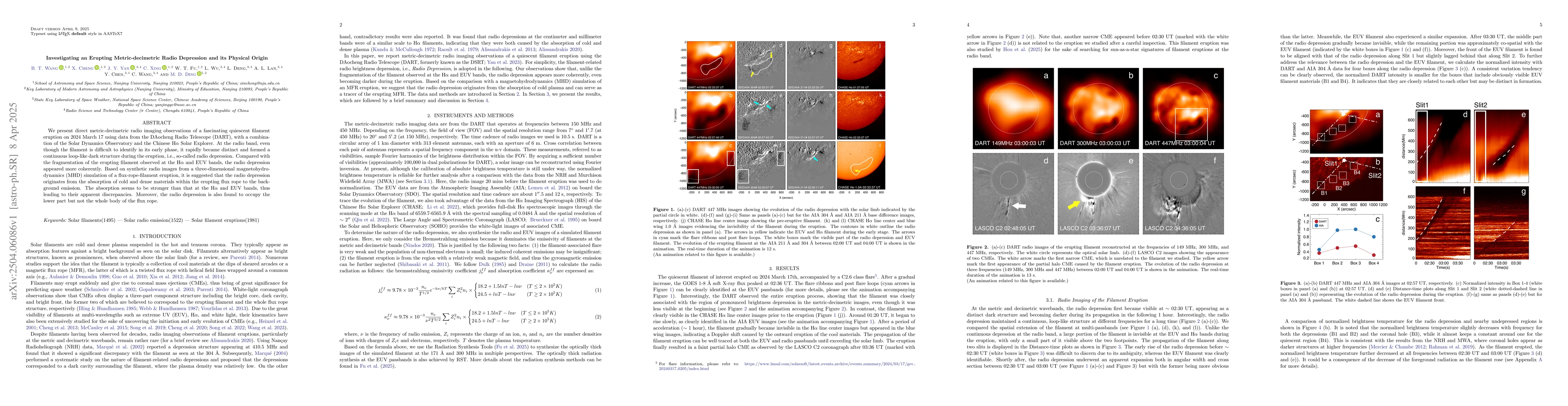 Thumbnail for Investigating an Erupting Metric-decimetric Radio Depression and its
  Physical Origin