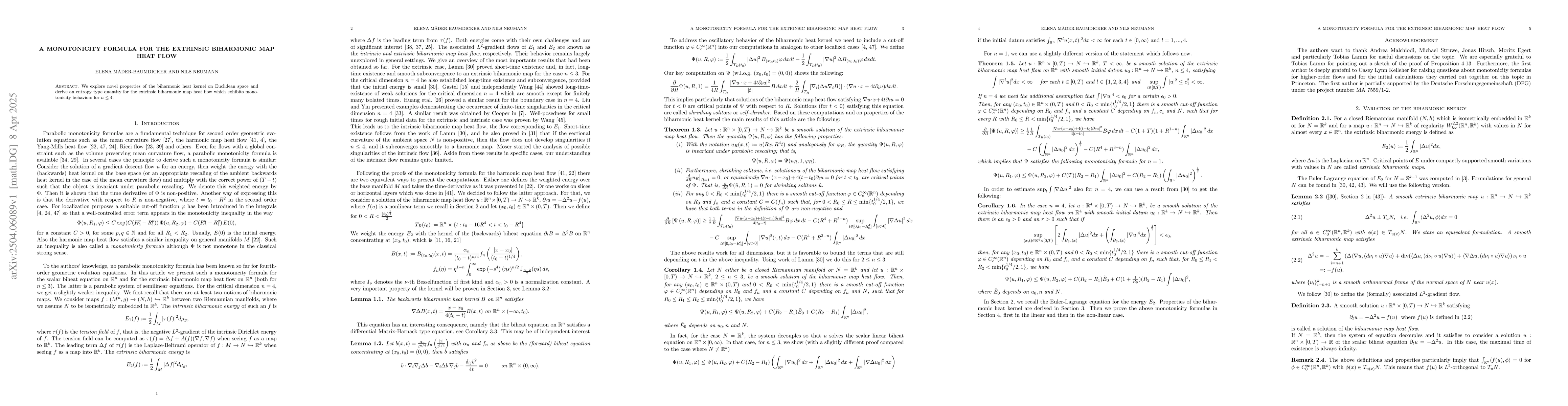 Thumbnail for A Monotonicity Formula for the Extrinsic Biharmonic Map Heat Flow