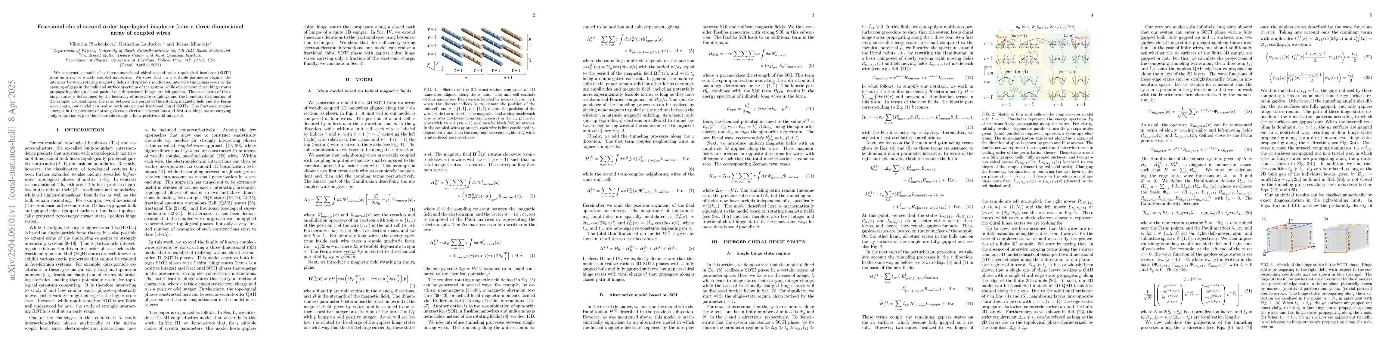 Thumbnail for Fractional chiral second-order topological insulator from a
  three-dimensional array of coupled wires