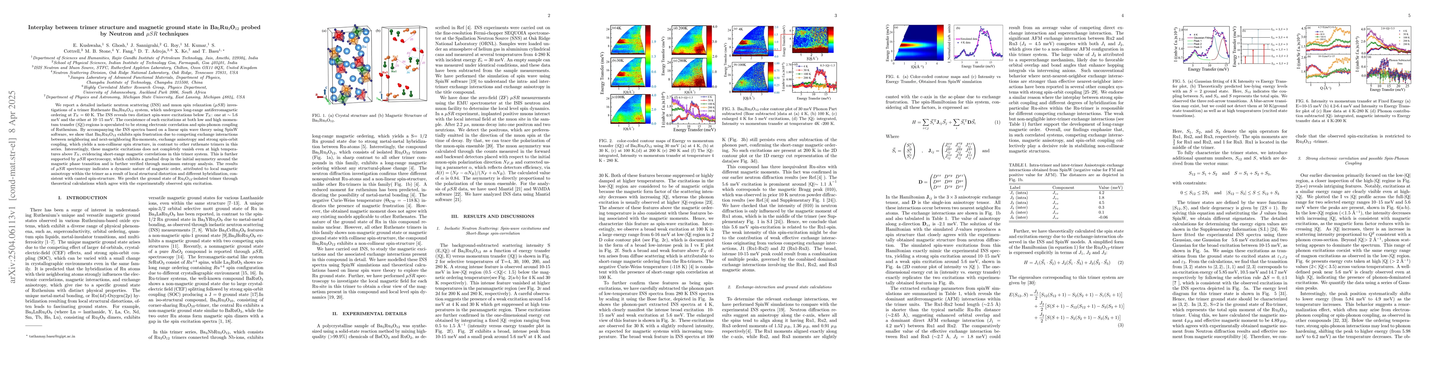 Thumbnail for Interplay between trimer structure and magnetic ground state in
  Ba5Ru3O12 probed by Neutron and muSR techniques