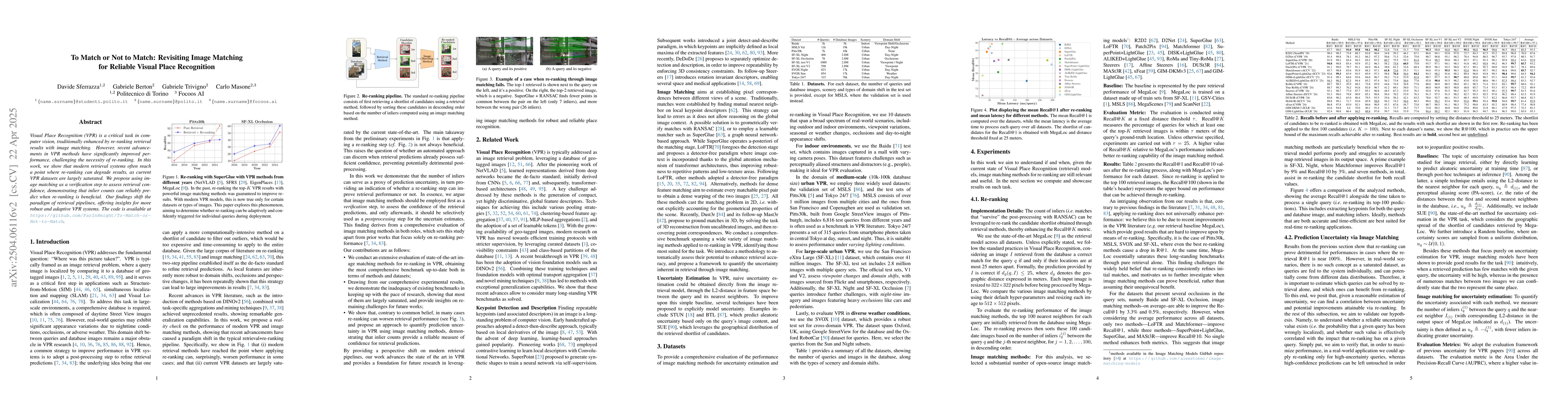 Thumbnail for To Match or Not to Match: Revisiting Image Matching for Reliable Visual
  Place Recognition