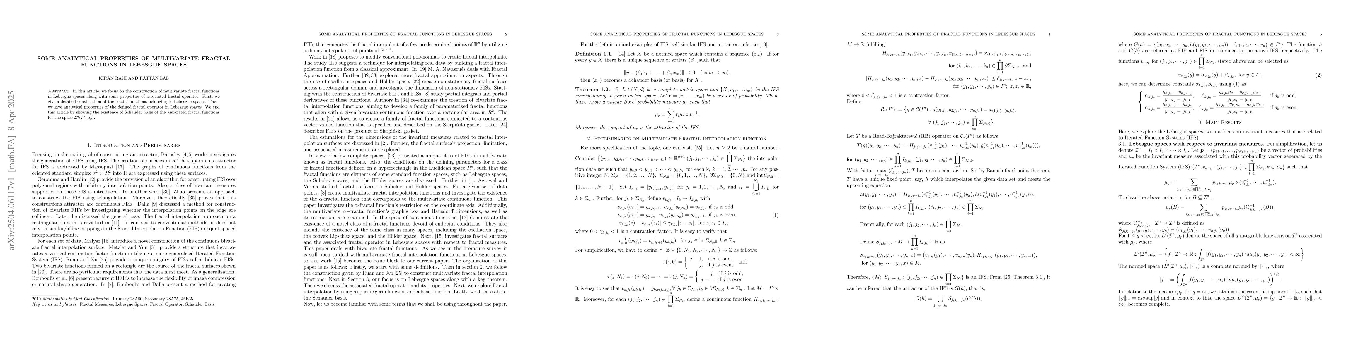 Thumbnail for Some Analytical Properties of Multivariate Fractal Functions in Lebesgue
  Spaces