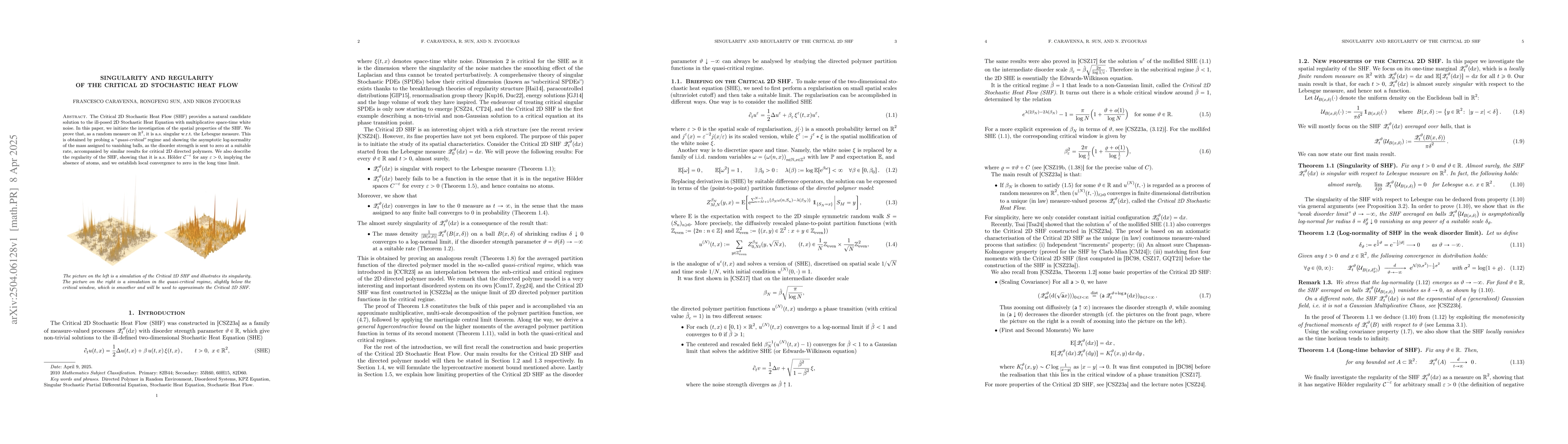 Thumbnail for Singularity and regularity of the critical 2D Stochastic Heat Flow