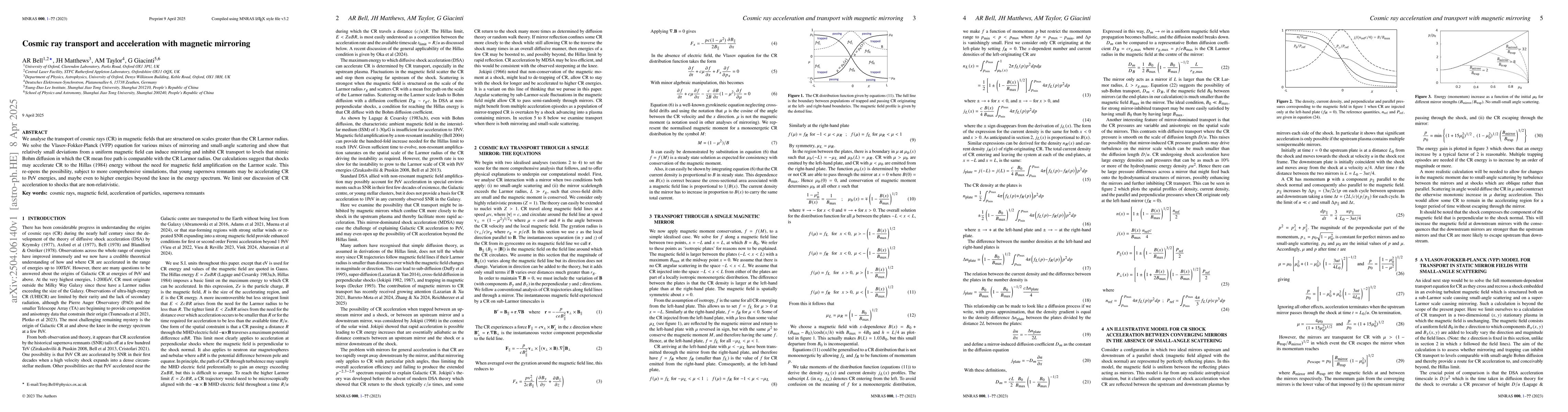 Thumbnail for Cosmic ray transport and acceleration with magnetic mirroring