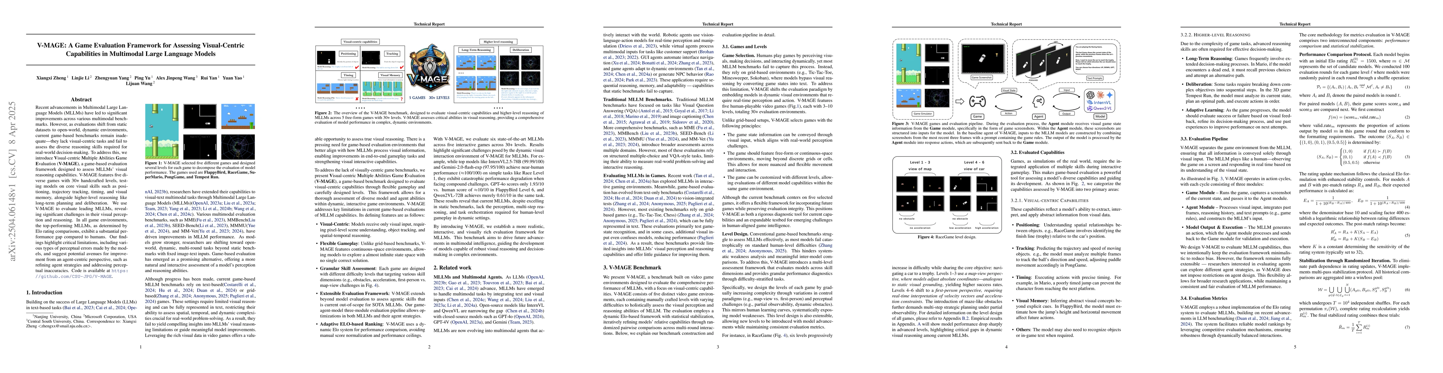Thumbnail for V-MAGE: A Game Evaluation Framework for Assessing Visual-Centric
  Capabilities in Multimodal Large Language Models