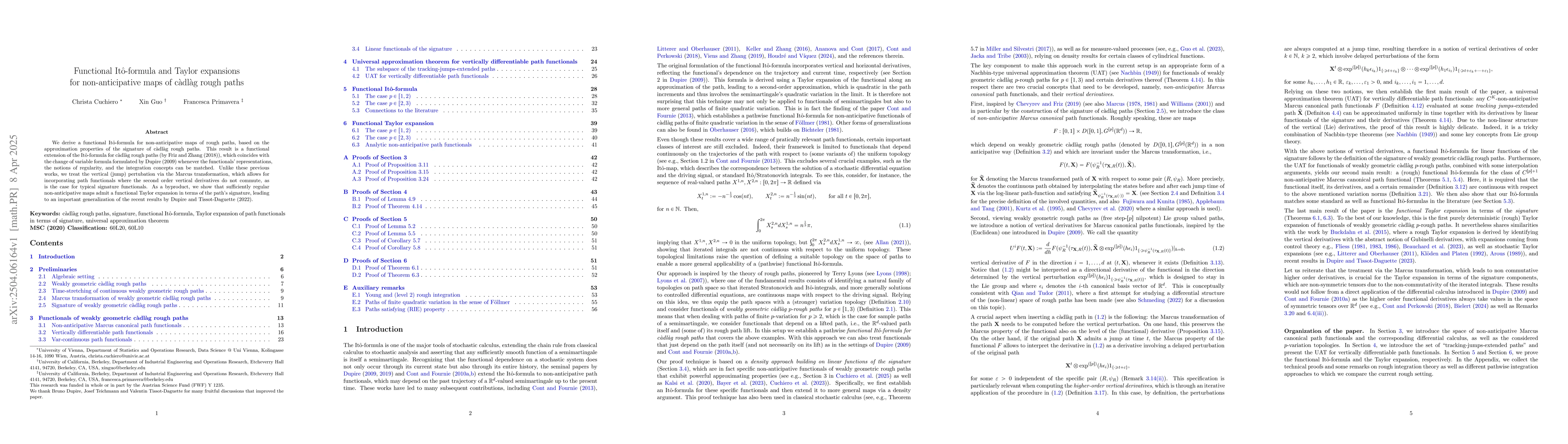 Thumbnail for Functional Itô-formula and Taylor expansions for non-anticipative maps
  of càdlàg rough paths