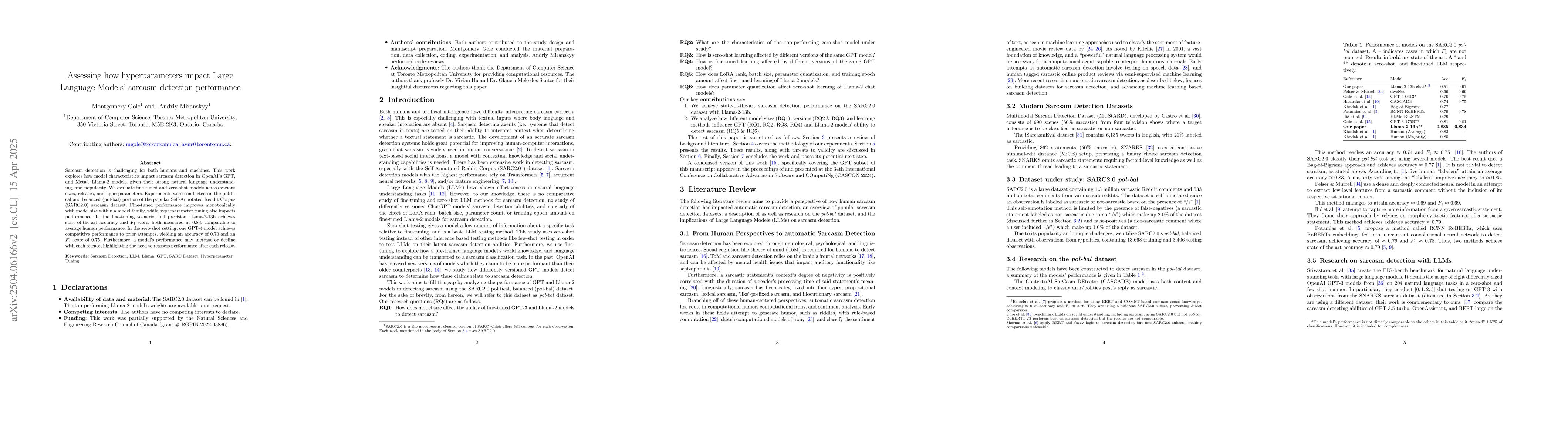 Thumbnail for Assessing how hyperparameters impact Large Language Models' sarcasm
  detection performance