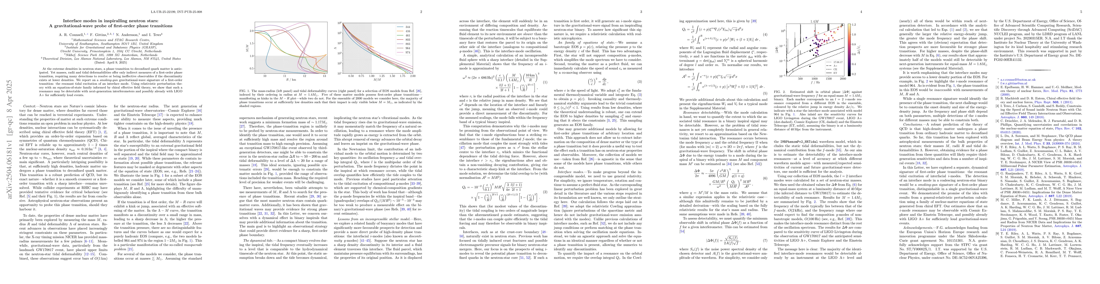 Thumbnail for Interface modes in inspiralling neutron stars: A gravitational-wave
  probe of first-order phase transitions