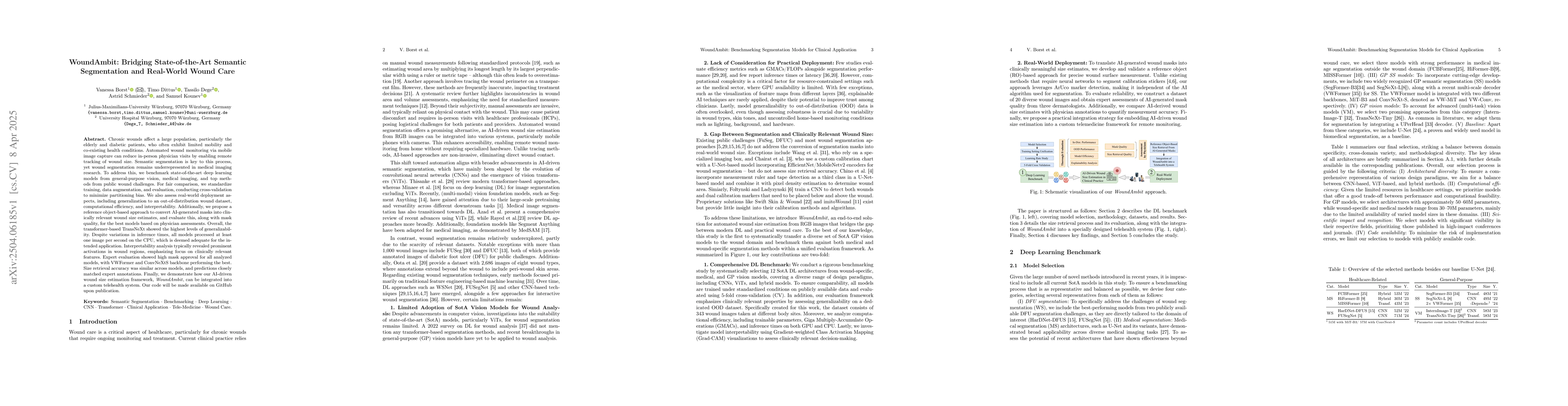 Thumbnail for WoundAmbit: Bridging State-of-the-Art Semantic Segmentation and
  Real-World Wound Care