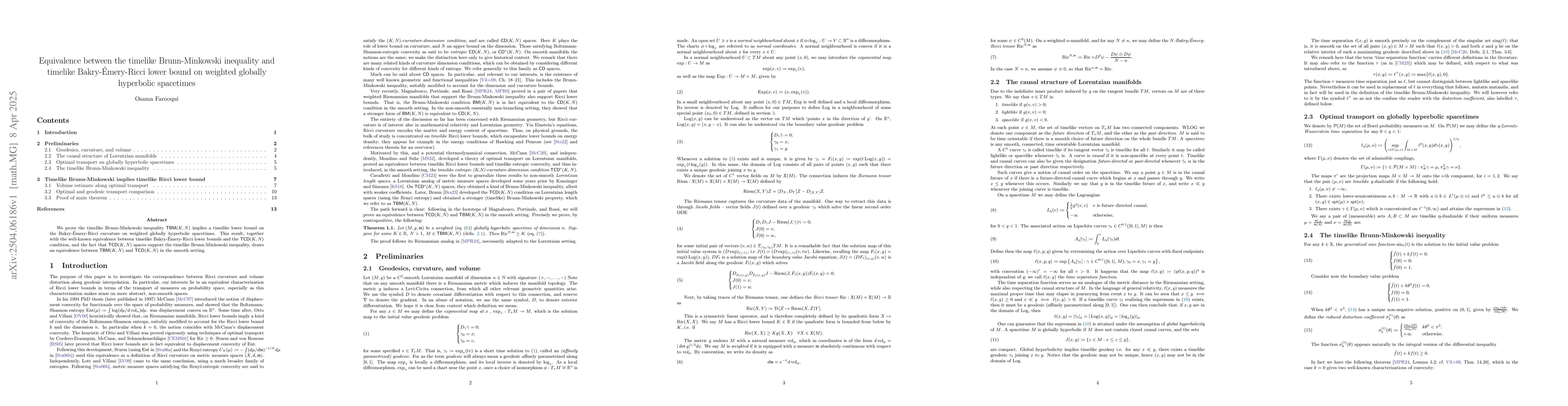 Thumbnail for Equivalence between the timelike Brunn-Minkowski inequality and timelike
  Bakry-Émery-Ricci lower bound on weighted globally hyperbolic spacetimes