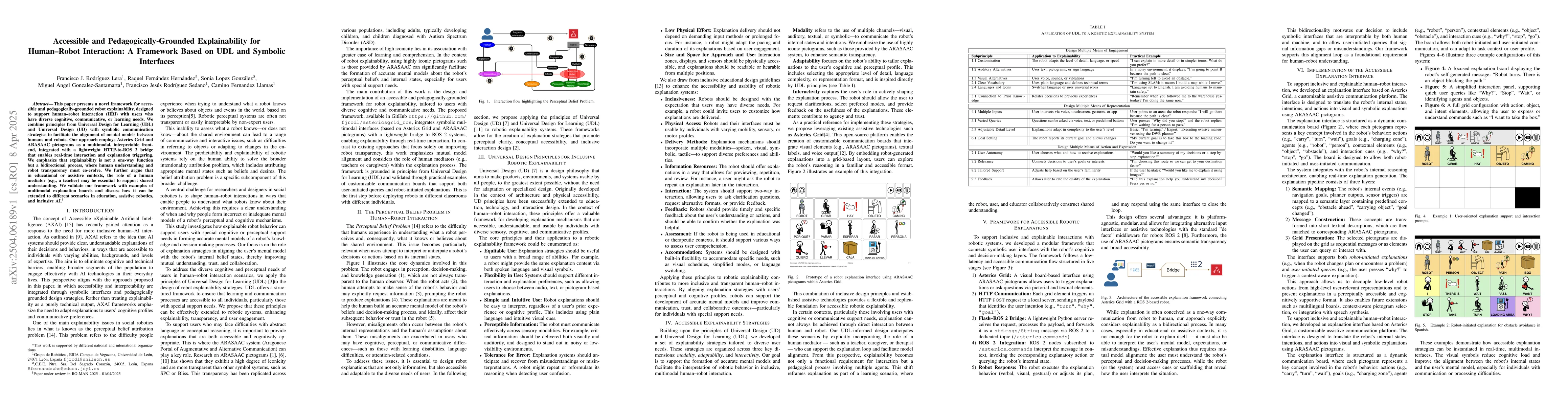 Thumbnail for Accessible and Pedagogically-Grounded Explainability for Human-Robot
  Interaction: A Framework Based on UDL and Symbolic Interfaces