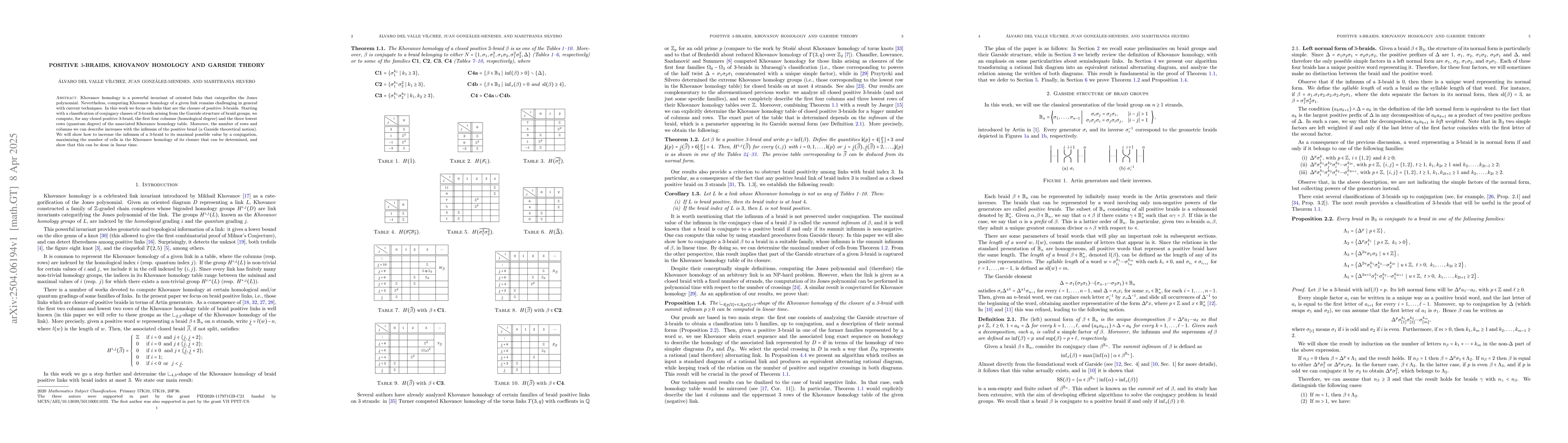 Thumbnail for Positive 3-braids, Khovanov homology and Garside theory