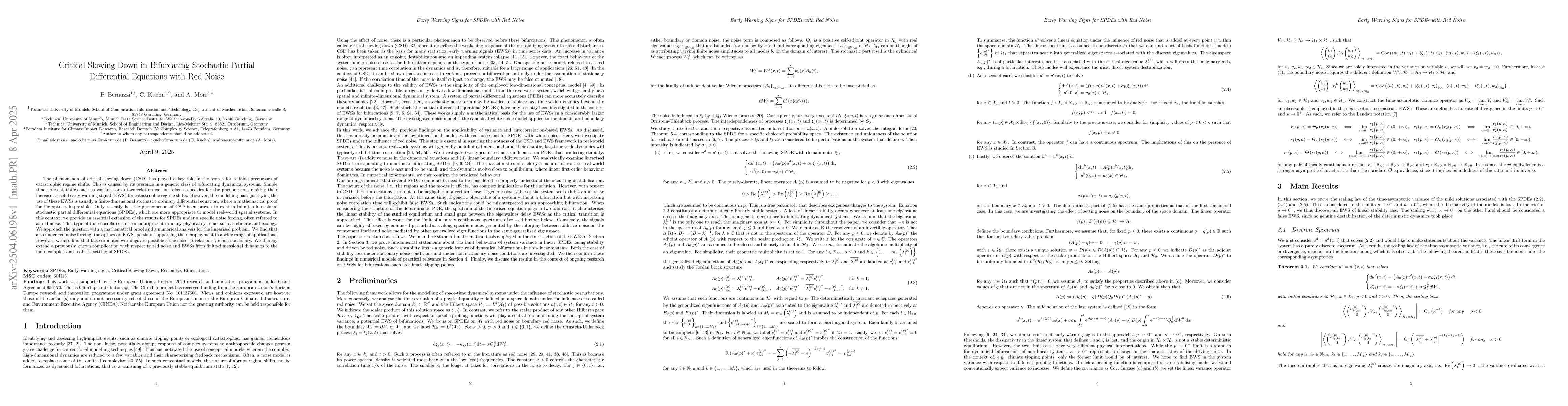 Thumbnail for Critical Slowing Down in Bifurcating Stochastic Partial Differential
  Equations with Red Noise
